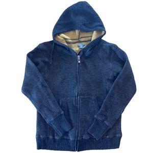 Eddie Bauer Women’s Brown Zip Up Wool Blend Sweater Hooded Size Medium